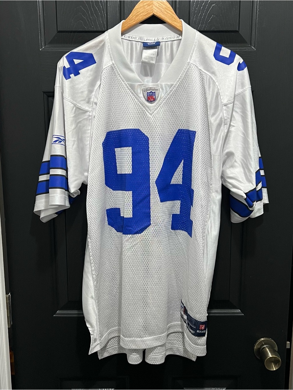 Dallas Cowboys Jersey Mens SZ L White NFL Football DeMarcus Ware 94 Reebok